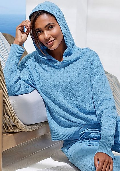 French Connection Kapuzenpullover mit Zopfmuster und Rippbündchen, Loungewe günstig online kaufen