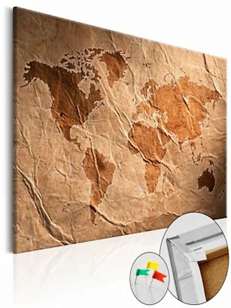 artgeist Pinnwand Bild Paper Map [Cork Map] braun Gr. 90 x 60 günstig online kaufen
