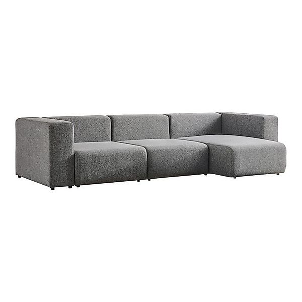 en.casa Sofa, 3 Teile, »Suldal« 3-Sitzer Modulsofa mit Longchair Textil Gra günstig online kaufen