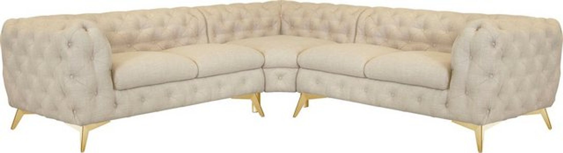 Leonique Chesterfield-Sofa "Ecksofa GLYNIS L-Form mit Wellenunterfederung, günstig online kaufen