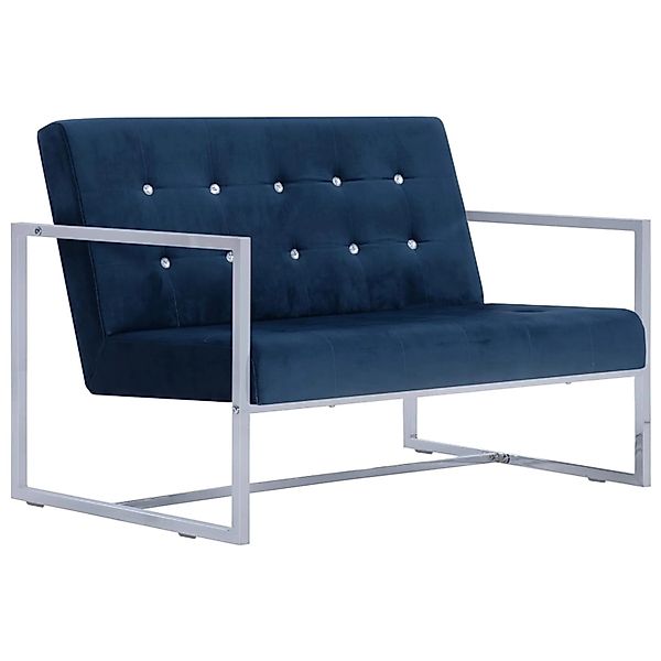 vidaXL 2-Sitzer-Sofa mit Armlehnen Blau Chrom und Samt günstig online kaufen
