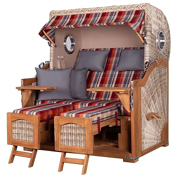 bene,iving Strandkorb Komplettset Ammersee Grande XL Teak Bullauge PE Shell günstig online kaufen