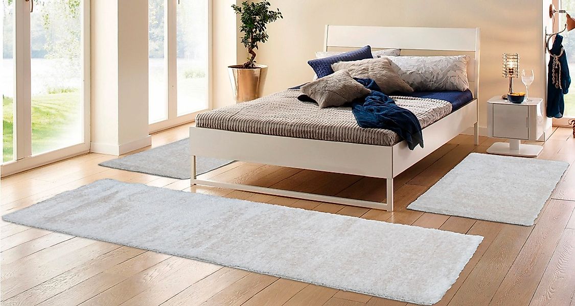 my home Bettumrandung »Malin«, (3 tlg.), Hochflor, Shaggy, Uni-Farben, leic günstig online kaufen