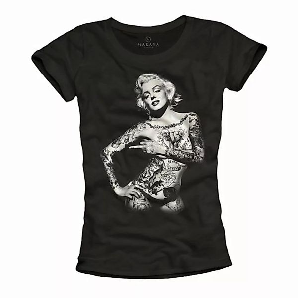 MAKAYA Print-Shirt Damen Marilyn Tattoo Kurzarm Top Coole Lässige Frauen Ob günstig online kaufen