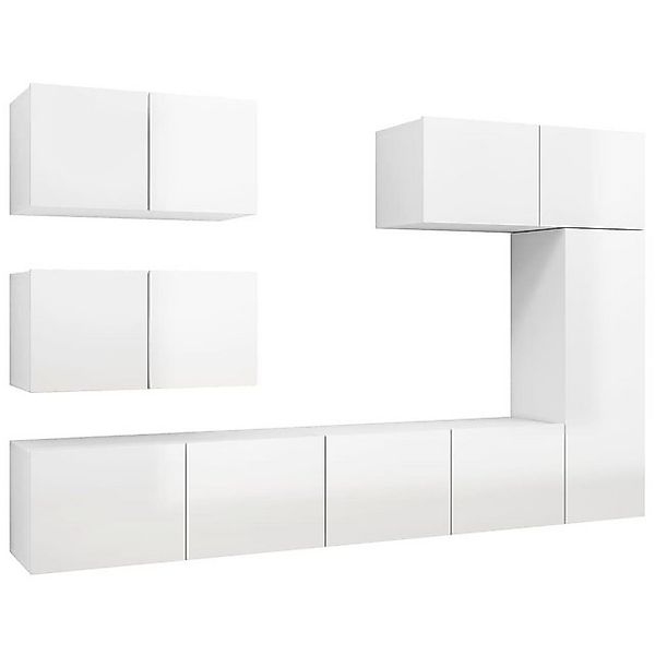 vidaXL TV-Schrank 6-tlg TV-Schrank-Set Hochglanz-Weiß Spanplatte günstig online kaufen