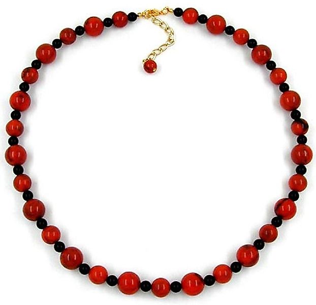 unbespielt Collier Kette mit Kunststoffperlen koralle-schwarz 50 cm, Modesc günstig online kaufen