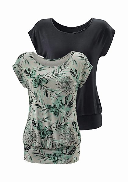 LASCANA Longshirt "mit breitem Bund", (2er-Pack), aus weichem Viskose-Stret günstig online kaufen