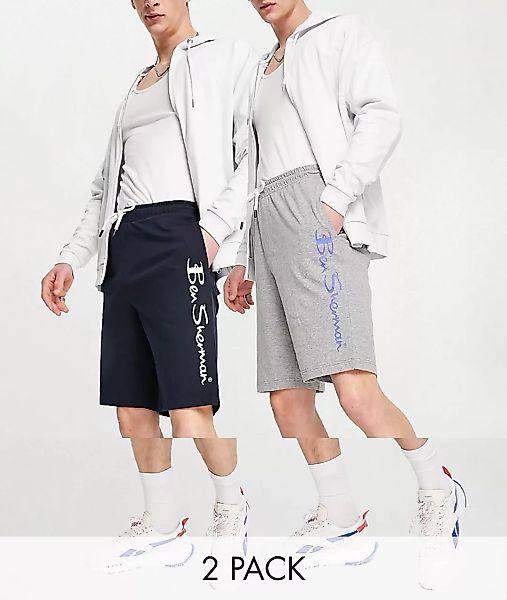 Ben Sherman – Jerseyshorts mit Logo in Schwarz und Grau im 2er-Pack-Mehrfar günstig online kaufen