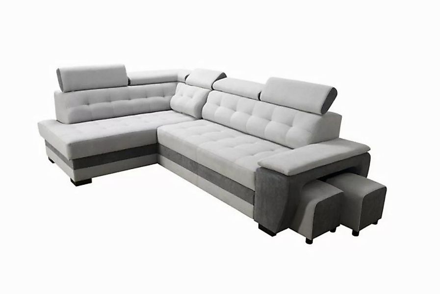 robin Ecksofa Grand Ecksofa mit Bettfunktion Kopfstützen Schlafsofa mit Bet günstig online kaufen