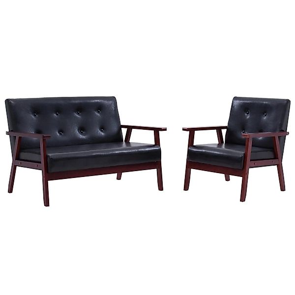 vidaXL 2-Tlg Sofagarnitur Schwarz Kunstleder Modell 1 günstig online kaufen