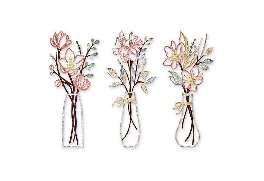 STILVORA Wanddekoobjekt 3er Vase Wall Art Wanddeko für Wohnzimmer,Raumdekor günstig online kaufen