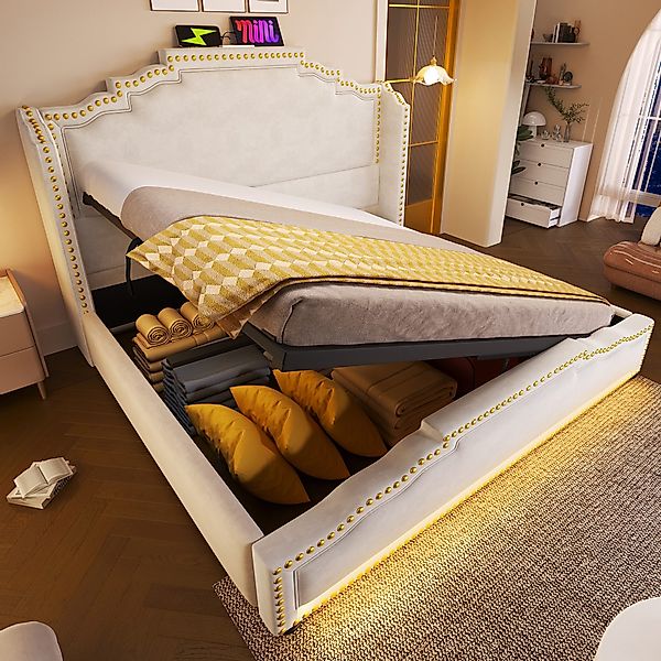 Flieks Polsterbett, Hydraulisches Doppelbett 160x200cm mit günstig online kaufen