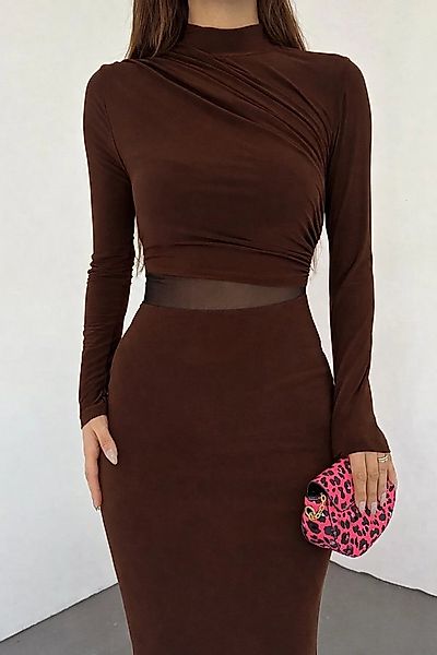 WOMAN VISION Minikleid Kleid in Midi-Länge mit hohem Kragen und langen Ärme günstig online kaufen