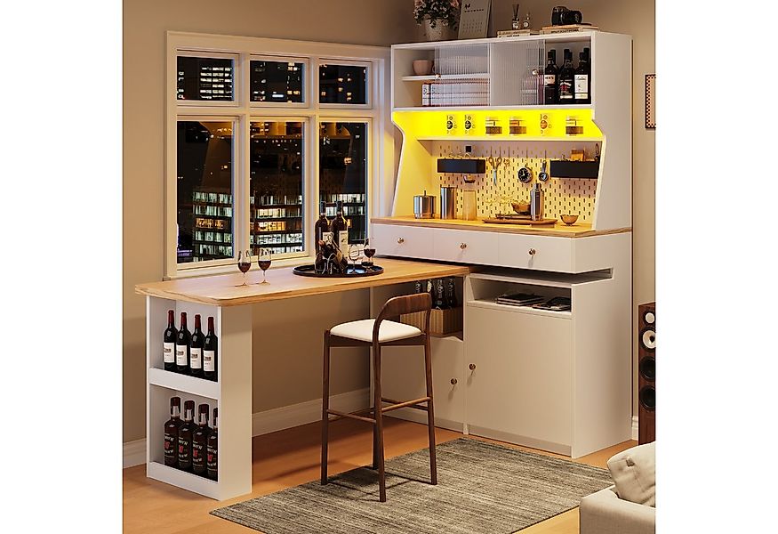 Flieks Buffet Küchenschrank Küchenbuffet mit 360° drehbar Esstisch (Buffetm günstig online kaufen