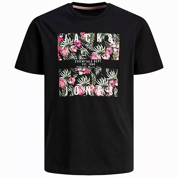 Jack & Jones Rundhalsshirt Jack&Jones XXL T-Shirt schwarz Blumen-Logo JJCHI günstig online kaufen