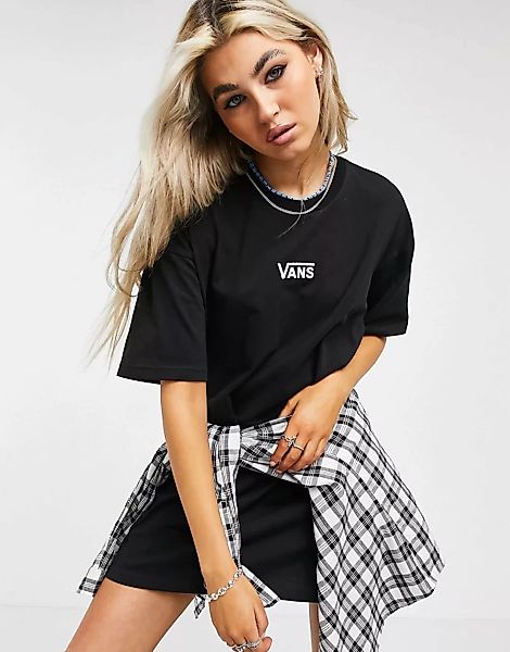 Vans – Centre Vee – T-Shirt-Kleid in Schwarz günstig online kaufen