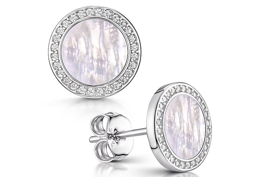 Materia Paar Ohrstecker Damen Ohrringe Perlmutt Weiß Zirkonia SO-394, 925 S günstig online kaufen