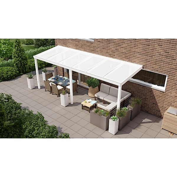 Terrassenüberdachung Professional 600 cm x 200 cm Weiß PC Opal günstig online kaufen