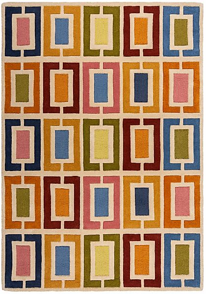 FLAIR RUGS Wollteppich "Retro Blocks mit Hoch-Tief-Effekt" rechteckig 10 mm günstig online kaufen