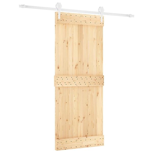 vidaXL Schiebetür mit Beschlag 85x210 cm Massivholz Kiefer 3203256 günstig online kaufen