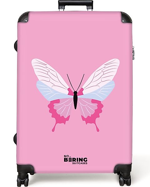 NoBoringSuitcases.com© Hartschalen-Trolley Rosa mit Schmetterling 77 günstig online kaufen
