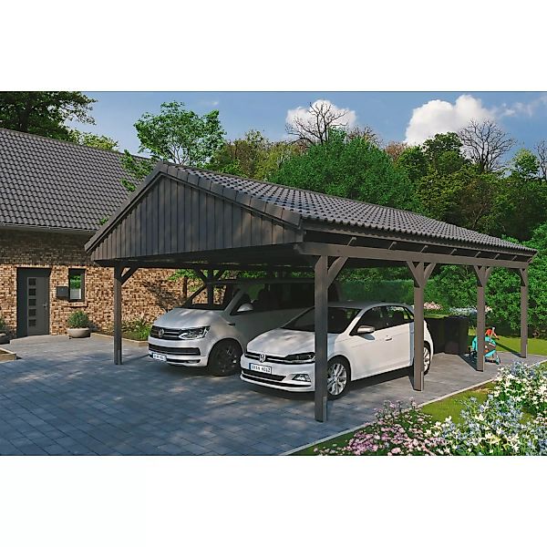 Skan Holz Carport Fichtelberg 618 cm x 808 cm Dachlattung Schiefergrau günstig online kaufen
