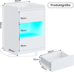 MSMASK Nachttisch mit LED-Beleuchtung und Ladestation, günstig online kaufen