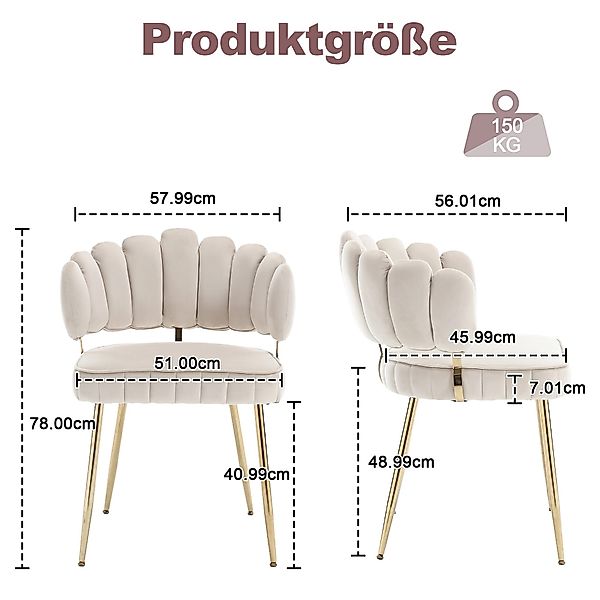 LVHOM Esszimmerstuhl Set mit goldenen Metallbeinen, günstig online kaufen