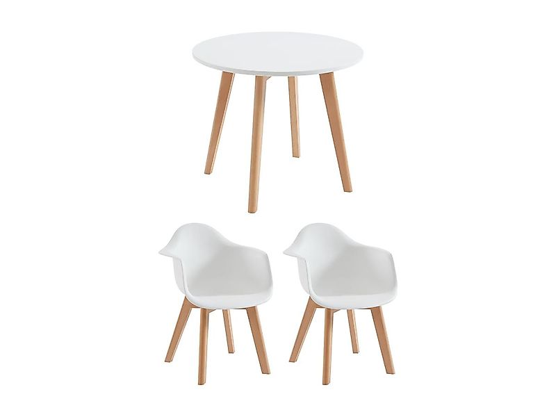 Set aus Kindertisch LOULOUNE + 2 Stühlen POUPINETTE - Weiß günstig online kaufen