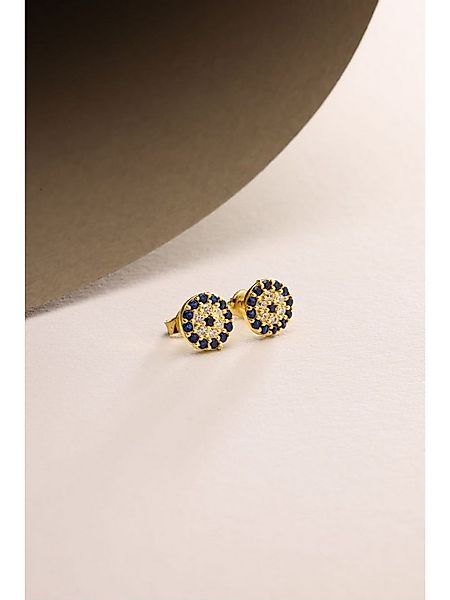 Nisan Ohrring-Set, Damen Ohrstecker Nazar – 925er Silber, vergoldet, Zirkon günstig online kaufen