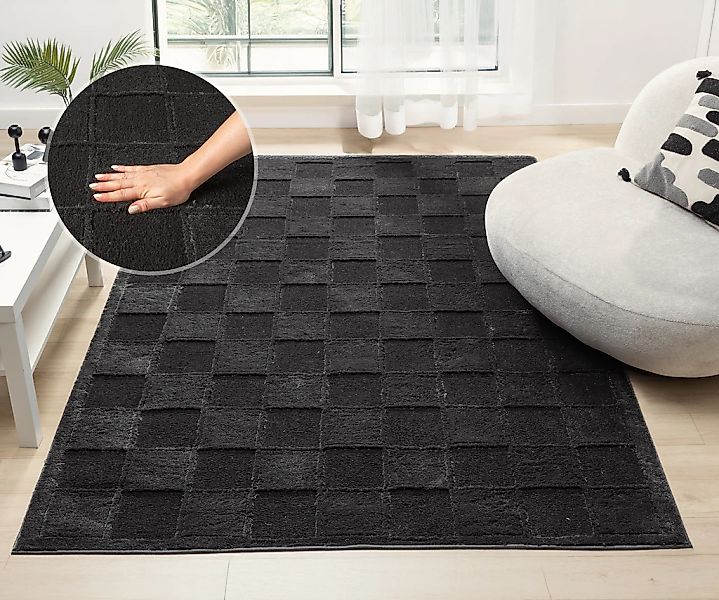 OTTO home Teppich "Belion, Hoch-Tief-Struktur, Karo-Muster" rechteckig 19 m günstig online kaufen