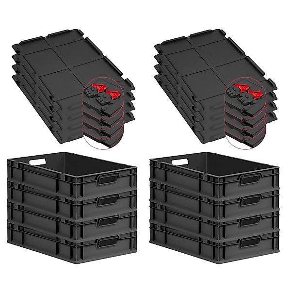 PROREGAL SuperSparSet 8x Eurobox Nextgen Grip Mit Scharnierdeckel Und Roten günstig online kaufen