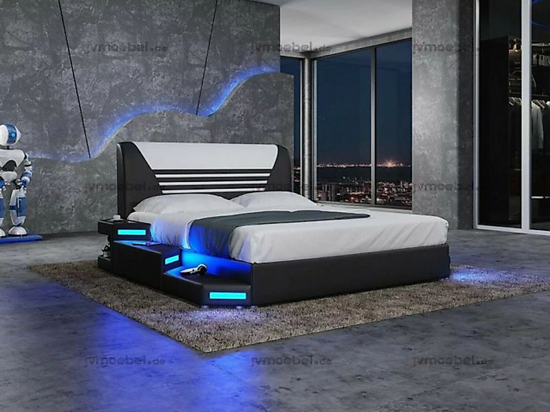 JVmoebel Bett, Betten Stilvolle Designer Doppelbett Möbel Polster Leder günstig online kaufen