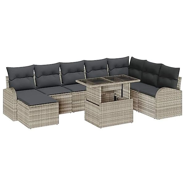 vidaXL Garten-Sofa-Set mit Kissen 9-Tlg Hellgrau 3348698 günstig online kaufen