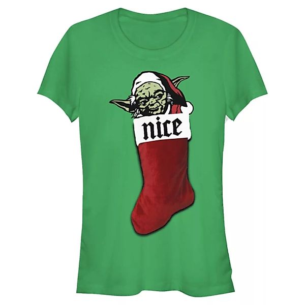 Star Wars - Yoda Xmas Stocking Nice - Weihnachten - Frauen T-Shirt günstig online kaufen