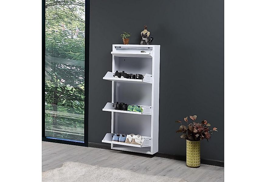 gowoll Schuhschrank Schmal Schuhregal Metall Schuhkipper mit Magnet Klappen günstig online kaufen
