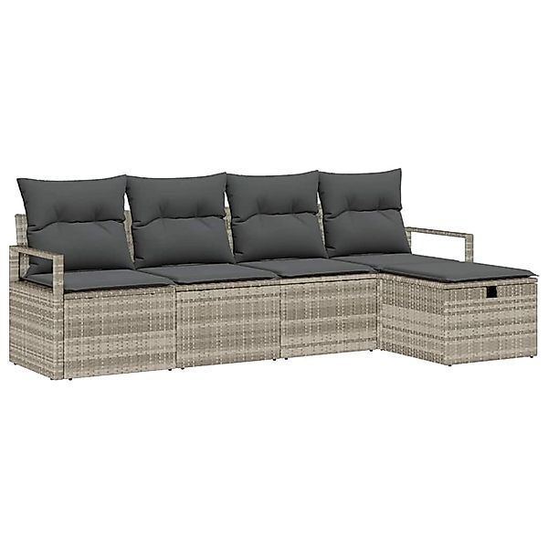 vidaXL 5-Teiliges Garten-Sofa-Set mit Kissen in Hellgrau aus Poly Rattan 33 günstig online kaufen