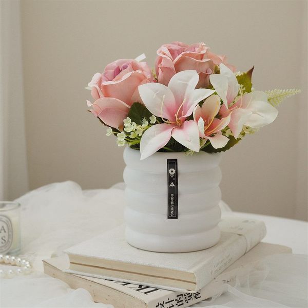 Kunstblumenstrauß Künstliche Lilie Rose Bonsai Set günstig online kaufen