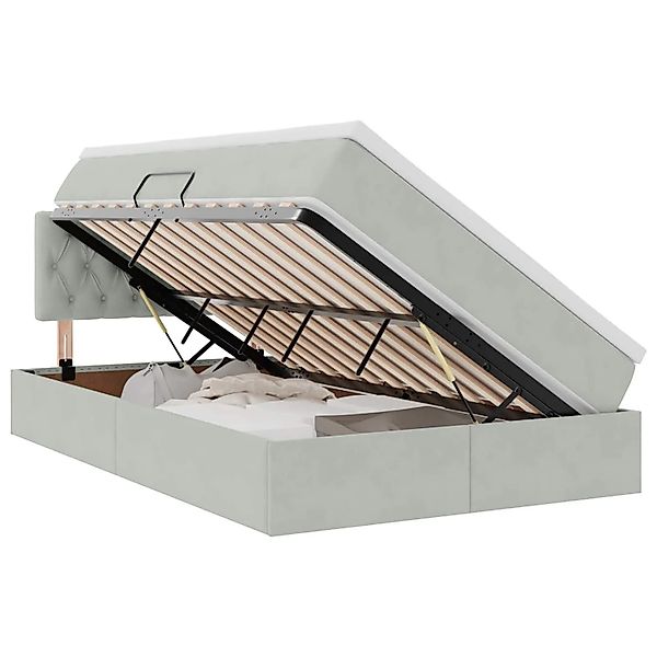 vidaXL Bett mit Stauraum und LED Hellgrau 120 x 200 cm Samt 3371445 günstig online kaufen