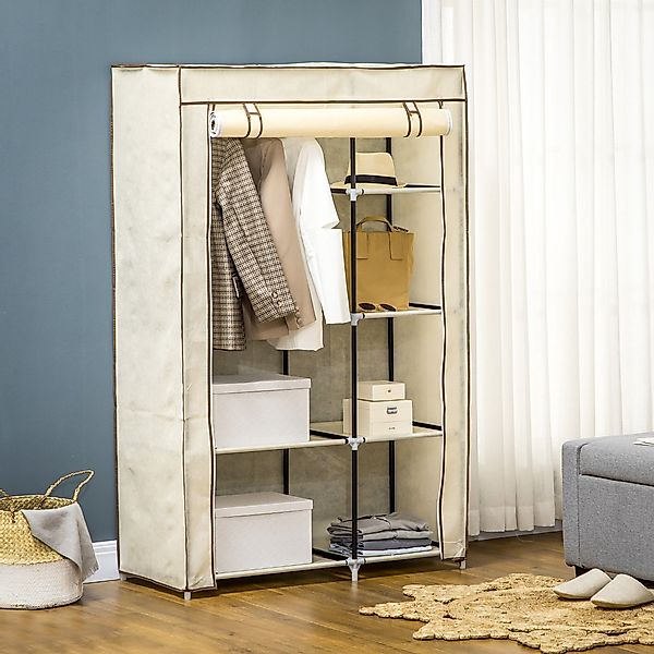 HOMCOM Stoffschrank Klappbarer Kleiderschrank Faltbare Garderobe günstig online kaufen