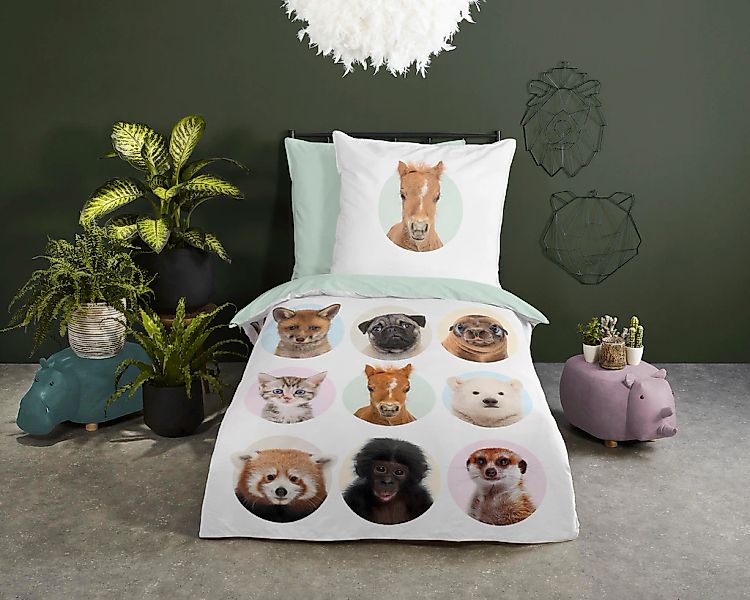 good morning Kinderbettwäsche "Younganimals" 2 Stk. 100% Baumwolle, 135x200 günstig online kaufen
