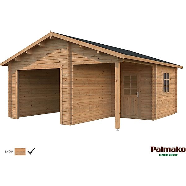 Palmako Holzgarage Roger ohne Tor Braun tauchgrundiert 510 cm x 550 cm günstig online kaufen