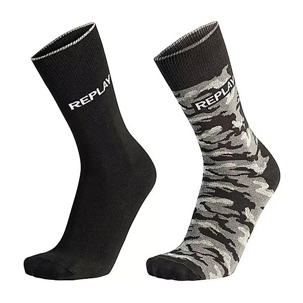 Replay Casual Socken 2 Paare EU 43-46 Black / Camouflage Grey günstig online kaufen