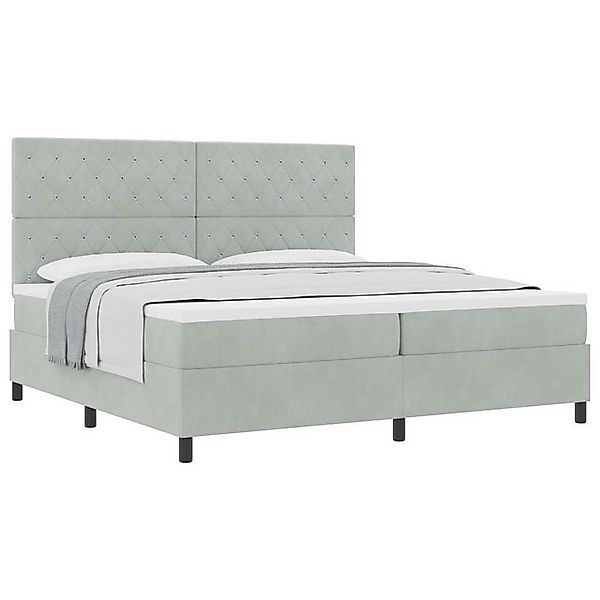 vidaXL Bett Boxspringbett mit Matratze Hellgrau 200x200 cm Samt (1-tlg) günstig online kaufen