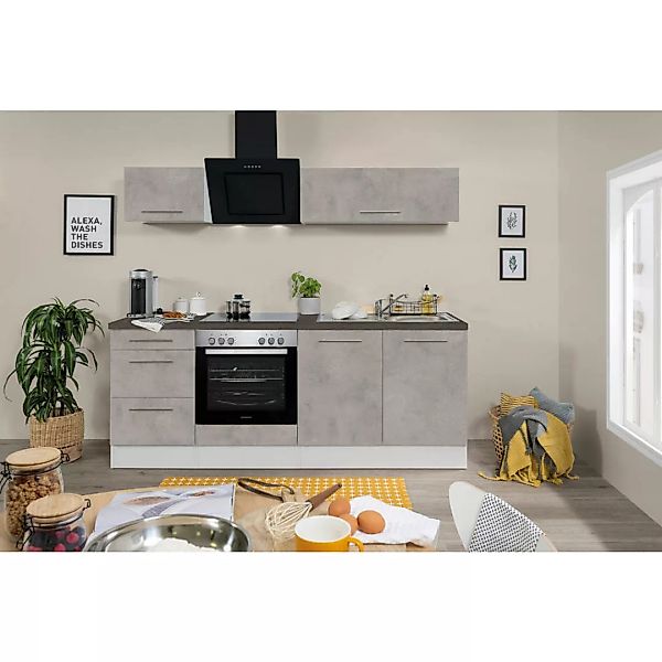 Respekta Küchenblock Amanda Beton Optik B/H/T: ca. 210x200x60 cm günstig online kaufen