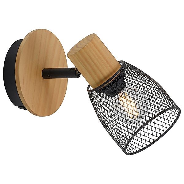 Just Light Spot TAMIS 15191-79 schwarz natur Holz Metall B/H/T: ca. 17x21x1 günstig online kaufen