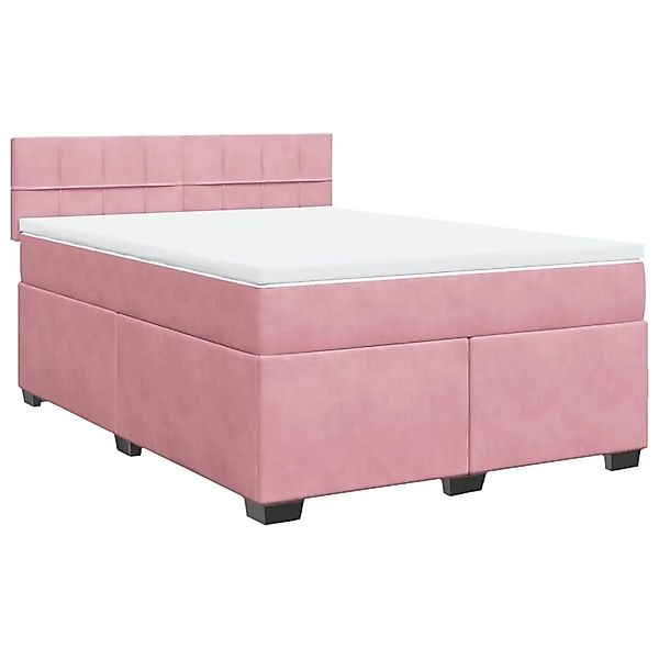 vidaXL Boxspringbett mit Matratze Rosa 160x200 cm Samt 3286359 günstig online kaufen