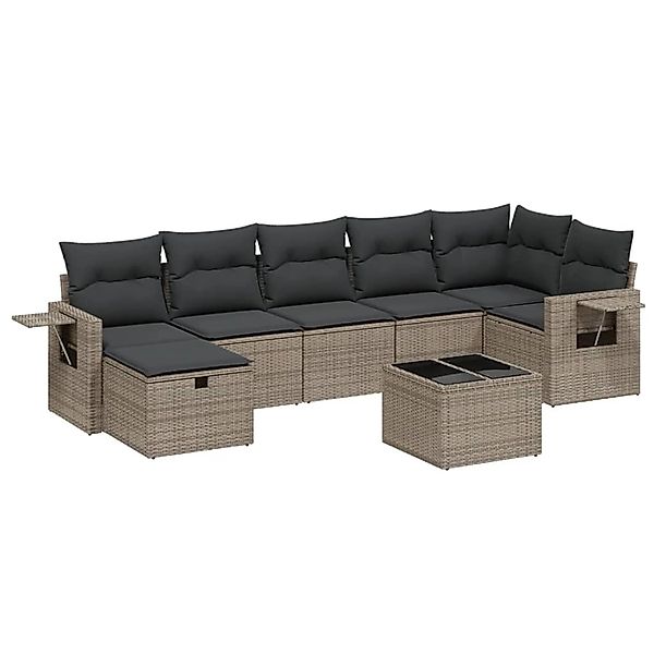 vidaXL 8-Tlg Garten-Sofagarnitur mit Kissen Grau Poly Rattan 3263826 günstig online kaufen