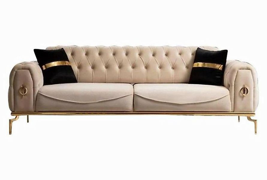 JVmoebel 3-Sitzer Modernes Chesterfield Sofa Dreisitzer Stoffmöbel Edelstah günstig online kaufen