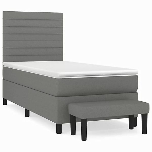 furnicato Bett Boxspringbett mit Matratze Dunkelgrau 90x190 cm Stoff (1-tlg günstig online kaufen